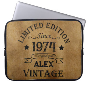 Personalised vintage 50th birthday gifts laptop sleeve