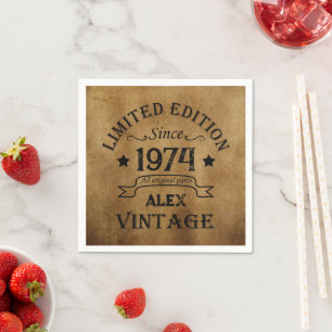 Personalised vintage 50th birthday gifts napkin