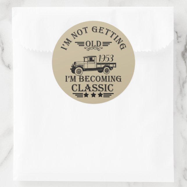 personalised vintage 50th birthday party classic round sticker (Bag)