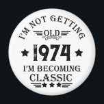 Personalised vintage 50th birthday party magnet<br><div class="desc">Add some originality to your wardrobe collection with this vintage birthday graphic design featuring awesome typography font lettering. It makes a great gift for men,  women,  husbands,  wives,  grandma,  and grandpa who will love this one-of-a-kind artwork. The best and funniest holiday present for your birthday celebration.</div>