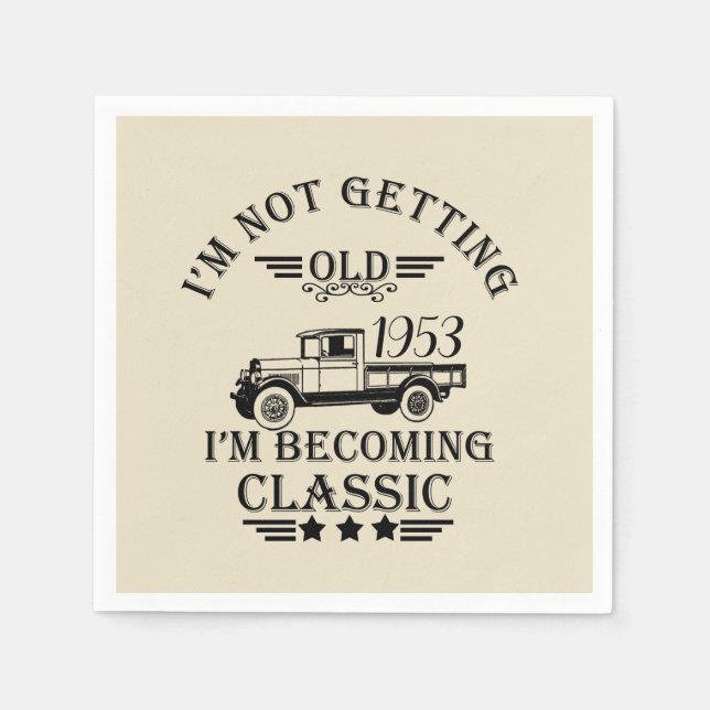 personalised vintage 50th birthday party napkin (Front)