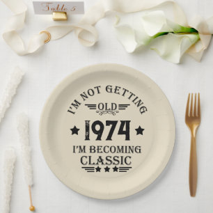 Personalised vintage 50th birthday party paper plate