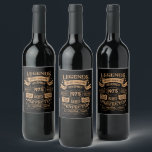 Personalised vintage 50th birthday whiskey themed wine label<br><div class="desc">You can add some originality to your wardrobe collection with this vintage classic birthday graphic design with awesome typography font lettering, is a great gift idea for men, women, husbands, wife girlfriends, and a boyfriend who will love this one-of-a-kind artwork. The best amazing and funny holiday present for your happy...</div>