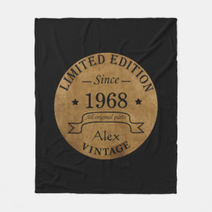Personalised vintage 55th birthday gifts fleece blanket