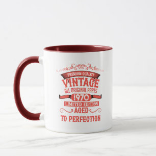 Personalised vintage 55th birthday gifts red mug