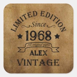 Personalised vintage 55th birthday gifts square sticker