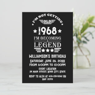 Personalised vintage 55th birthday gifts white invitation