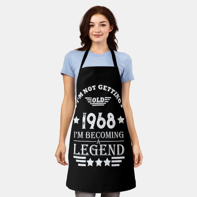 Personalised vintage 55th birthday party apron (Worn)