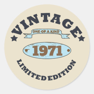 Personalised vintage 55th birthday party classic round sticker