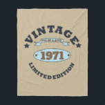Personalised vintage 55th birthday party fleece blanket<br><div class="desc">Add some originality to your wardrobe with this vintage birthday graphic design featuring awesome typography font lettering. It's a great gift idea for men,  women,  husbands,  wives,  grandma,  and grandpa who will love this one-of-a-kind artwork. Perfect for a fun holiday present at your birthday party.</div>