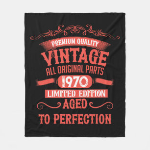 Personalised vintage 55th birthday party fleece blanket