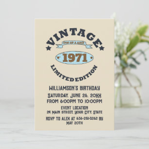 Personalised vintage 55th birthday party invitation