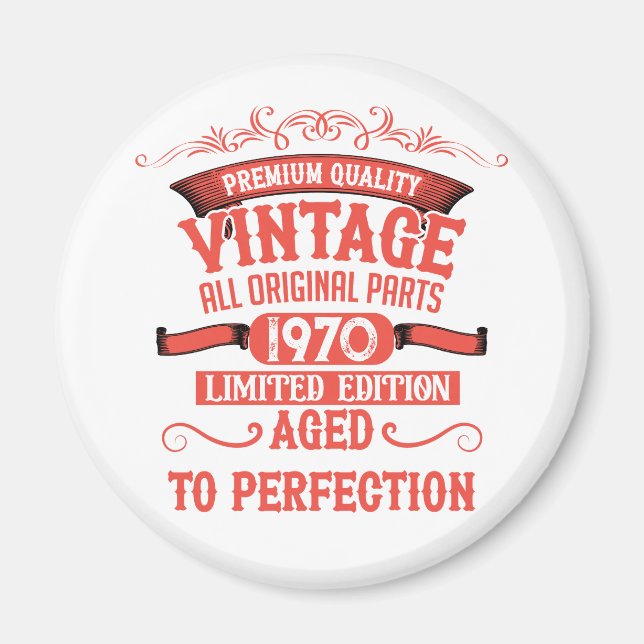 Personalised vintage 55th birthday party magnet (Front)