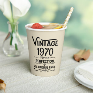 Personalised vintage 55th birthday party paper cups