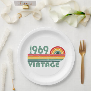 Personalised vintage 55th birthday party paper plate