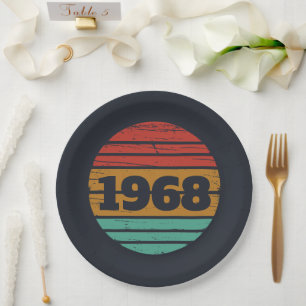 Personalised vintage 55th birthday party paper plate