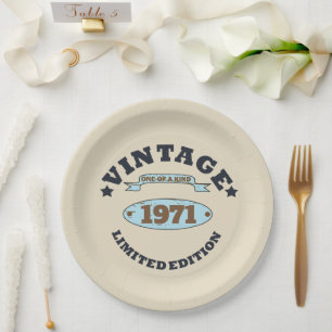 Personalised vintage 55th birthday party paper plate