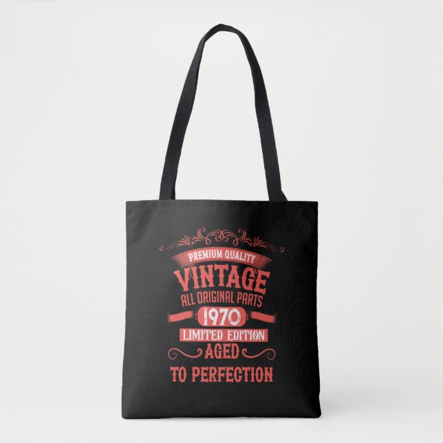 Personalised vintage 55th birthday party tote bag (Front)