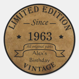 Personalised vintage 60th birthday gifts classic round sticker