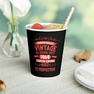 Personalised vintage 60th birthday gifts red paper cups