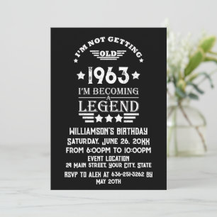 Personalised vintage 60th birthday white invitation