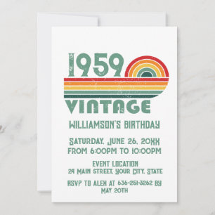 Personalised vintage 65th birthday cocktail party invitation