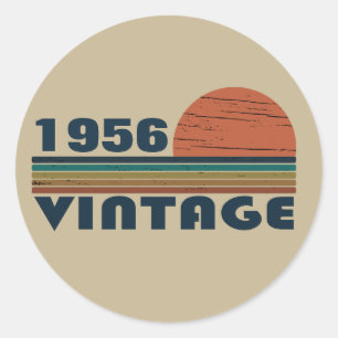 Personalised vintage 65th birthday gift classic round sticker