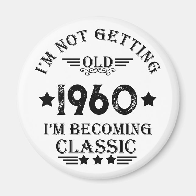 Personalised vintage 65th birthday gift magnet (Front)