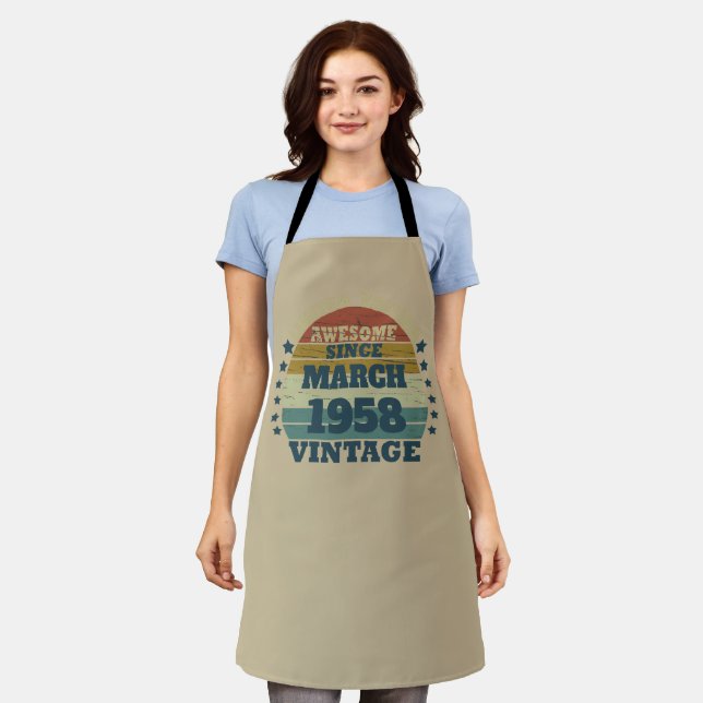 Personalised vintage 65th birthday gifts apron (Worn)