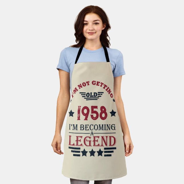 Personalised vintage 65th birthday gifts apron (Worn)