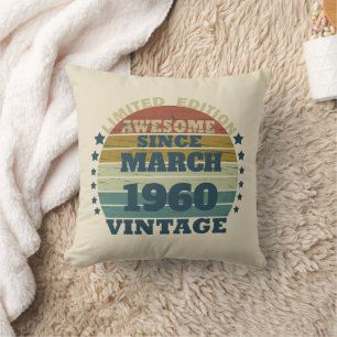 Personalised vintage 65th birthday gifts cushion