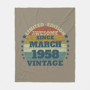 Personalised vintage 65th birthday gifts fleece blanket