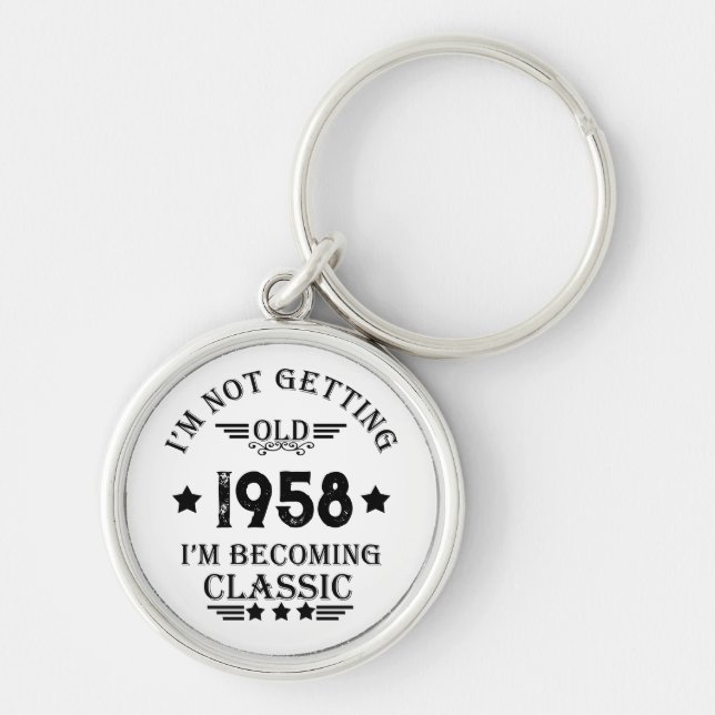 Personalised vintage 65th birthday gifts key ring (Front)