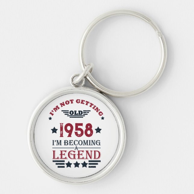 Personalised vintage 65th birthday gifts key ring (Front)