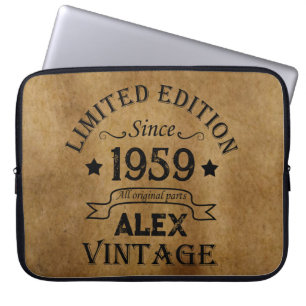 Personalised vintage 65th birthday gifts laptop sleeve