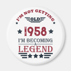 Personalised vintage 65th birthday gifts red magnet