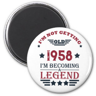 Personalised vintage 65th birthday gifts red magnet