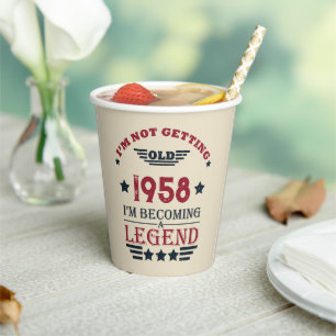 Personalised vintage 65th birthday gifts red paper cups