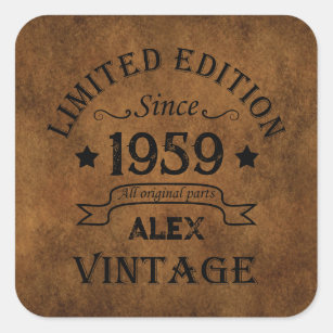 Personalised vintage 65th birthday gifts square sticker
