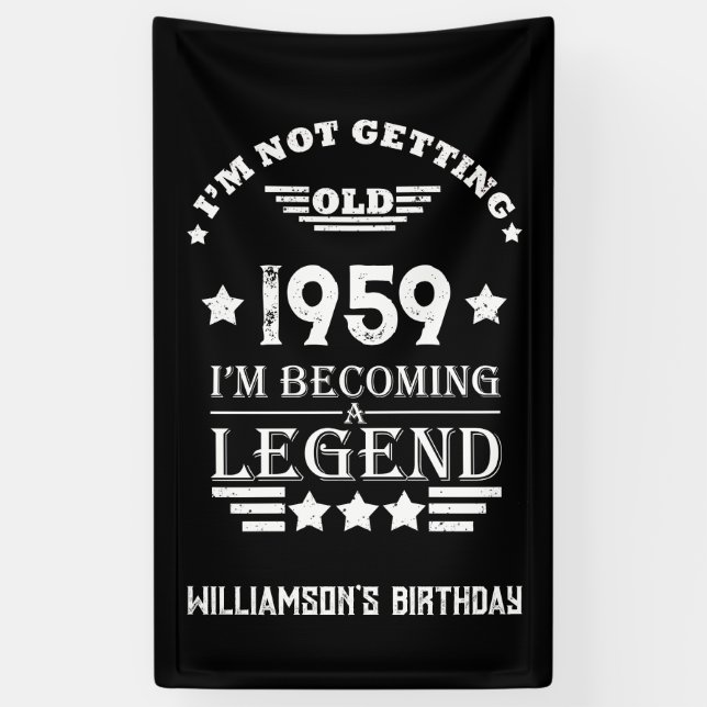 Personalised vintage 65th birthday party banner (Vertical)