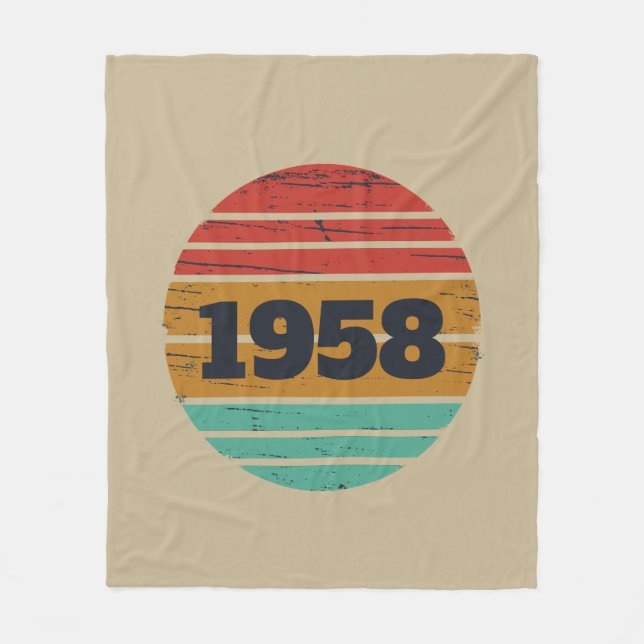 Personalised vintage 65th birthday party gifts fleece blanket (Front)