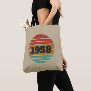 Personalised vintage 65th birthday party gifts tote bag