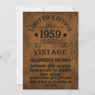 Personalised vintage 65th birthday party invitation