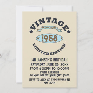 Personalised vintage 65th birthday party invitation