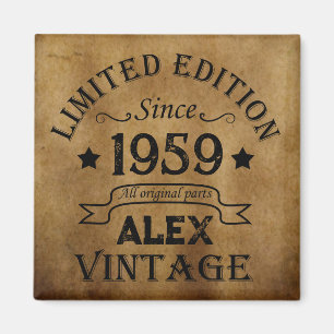 Personalised vintage 65th birthday party magnet