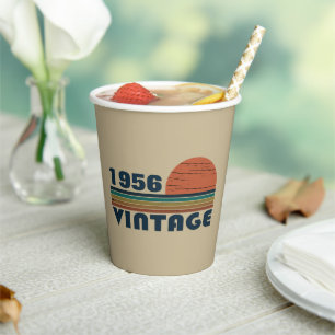 Personalised vintage 65th birthday party paper cups