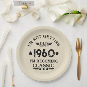 Personalised vintage 65th birthday party paper plate