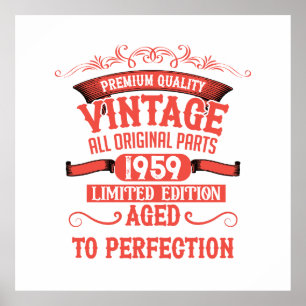 Personalised vintage 65th birthday party poster
