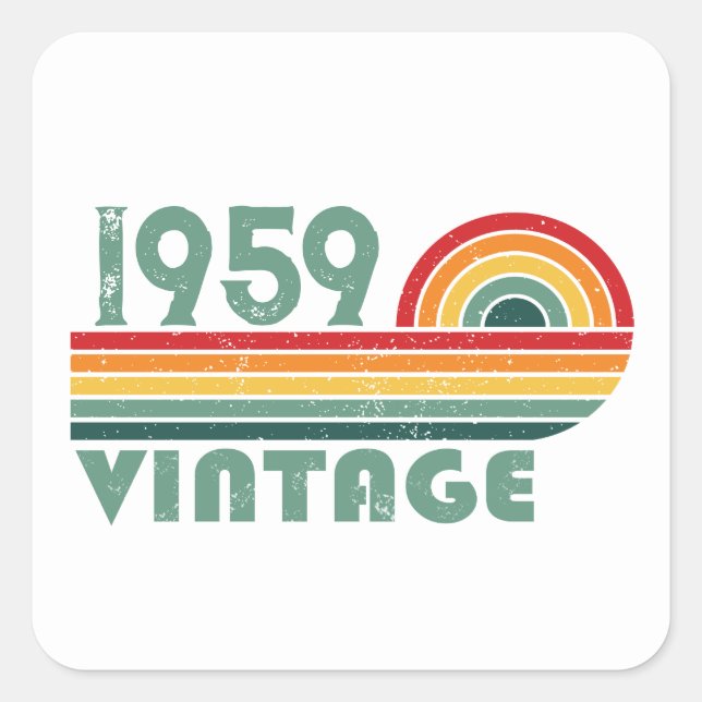 Personalised vintage 65th birthday party square sticker (Front)