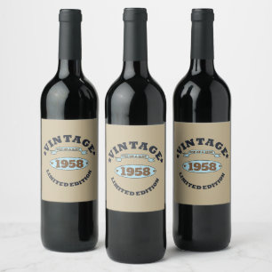 Personalised vintage 65th birthday party wine label